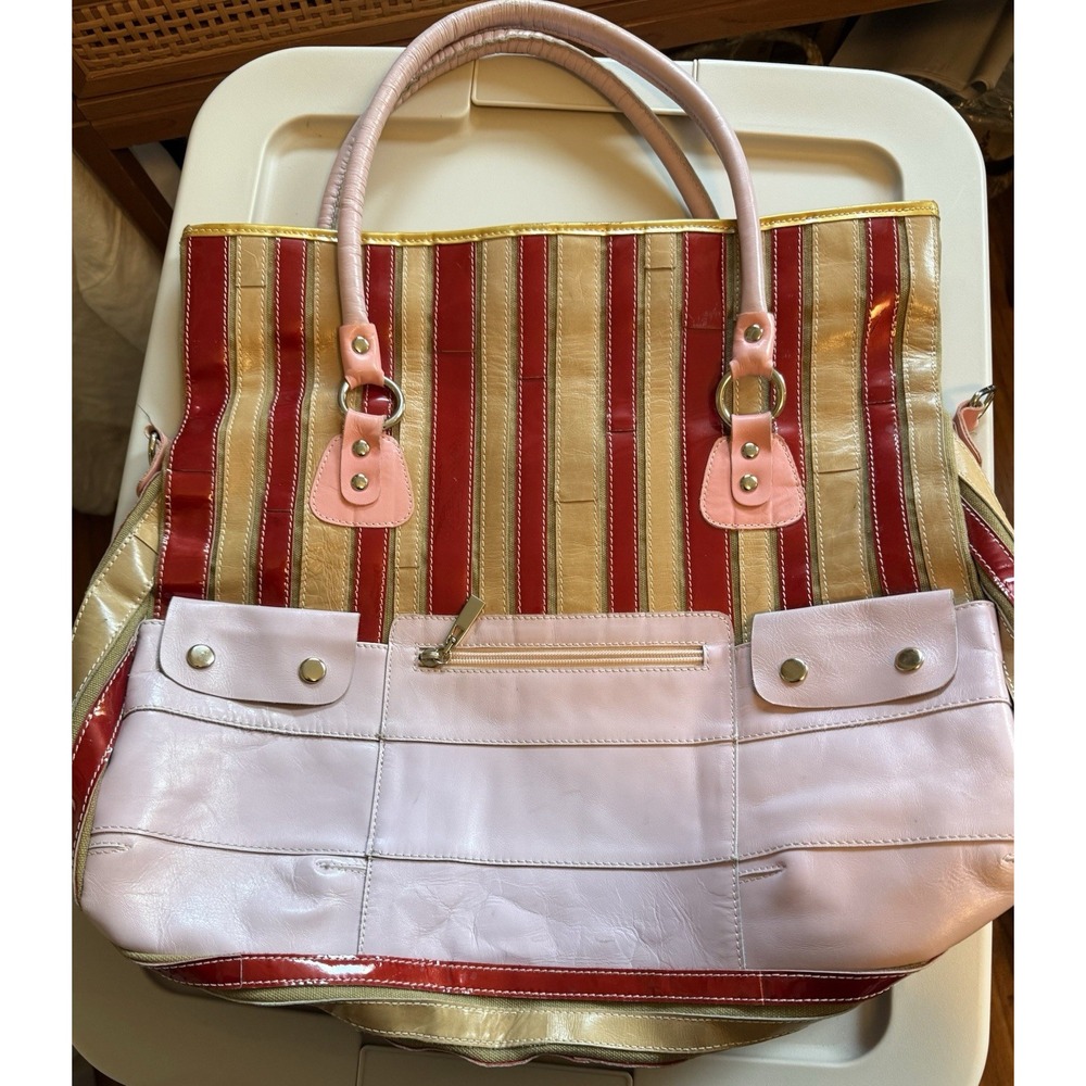 Tote bag purse shopping women leather striped